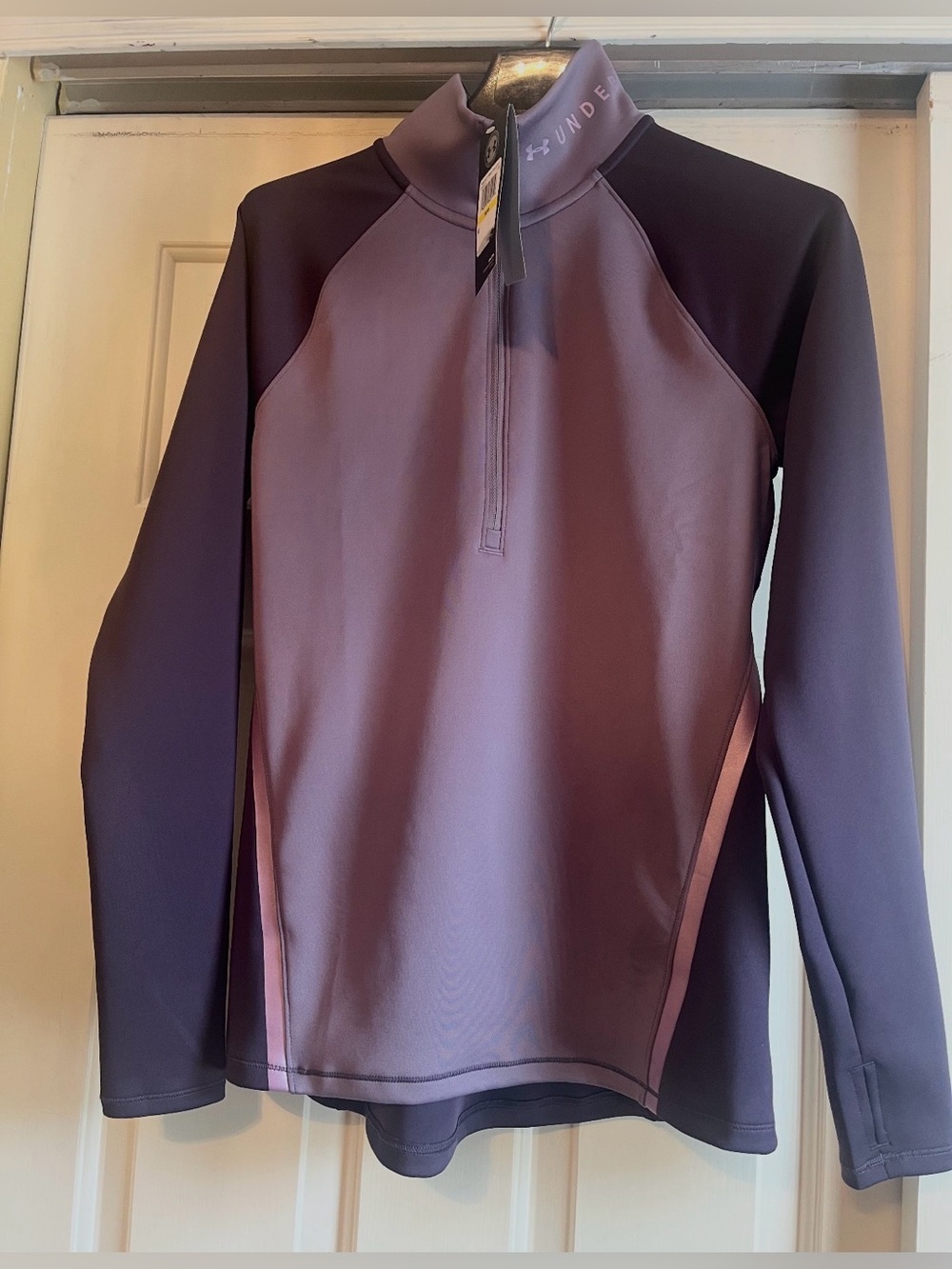 NWT Under Armour ColdGear 1/4 Zip Pullover Women’s M Purple Fitted Athletic Top